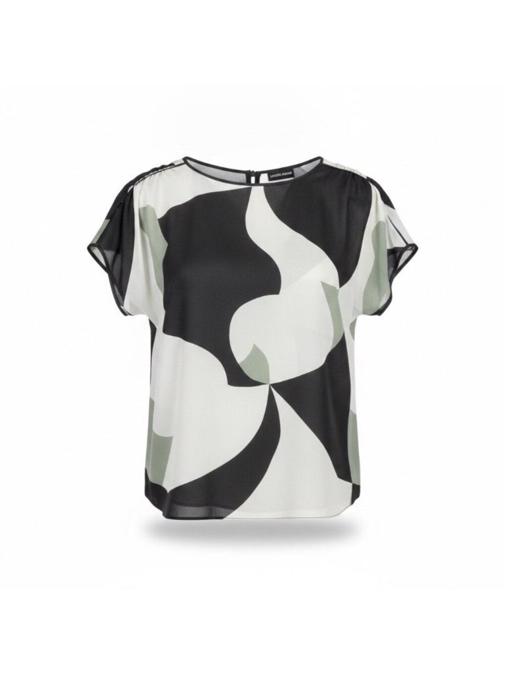 Emporio A Womens Black & White Abstract Silk Blouse Elegant Design Size 40
